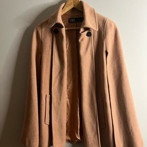 Zara Open Side Slits Short Cape Coat with Swing Flared Design. Size S